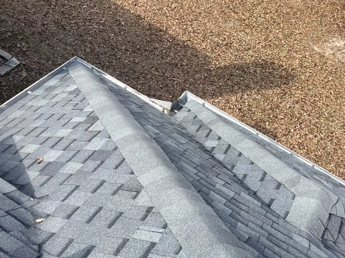 Completed hip roof, overhead view